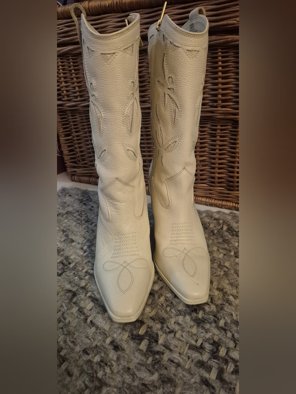 Vince Camuto Women's Cream Embroidered Western Knee-High Boots